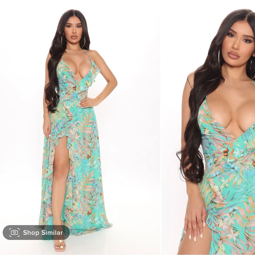 Turquiose Floral maxi dress